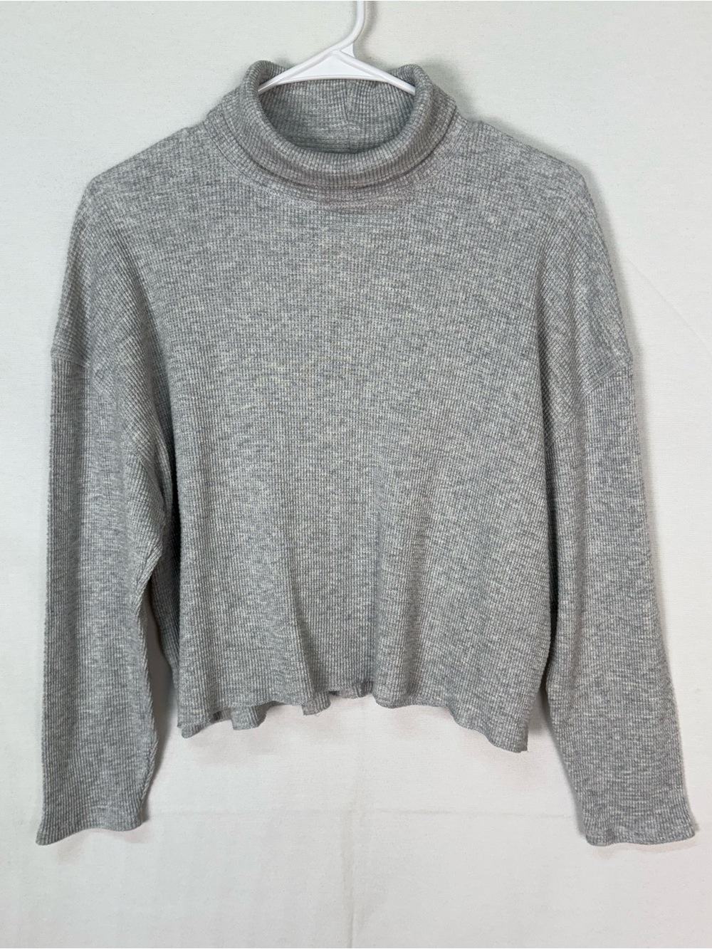 Babaton Light Gray Ribbed Turtleneck Sweater